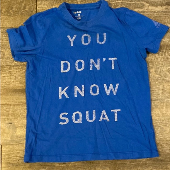 Reebok "You Don't Know Squat" Graphic Blue Short Sleeve Crewneck Tee Medium - Picture 1 of 6
